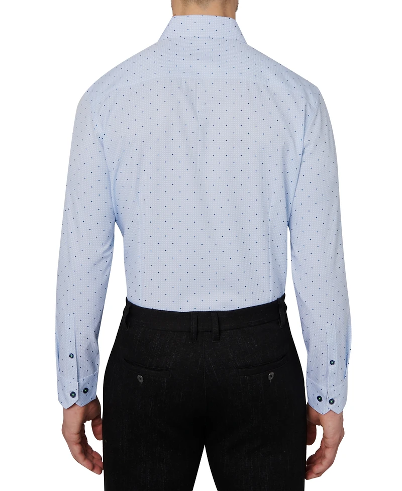 Men's Regular Fit Non-Iron Geo Print Performance Dress Shirt