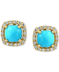 Effy Turquoise & Diamond (1/5 ct. t.w.) Stud Earrings in 14k Gold
