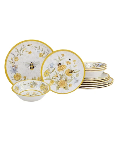 Certified International Bee Sweet Melamine Dinner Set, 12 Piece