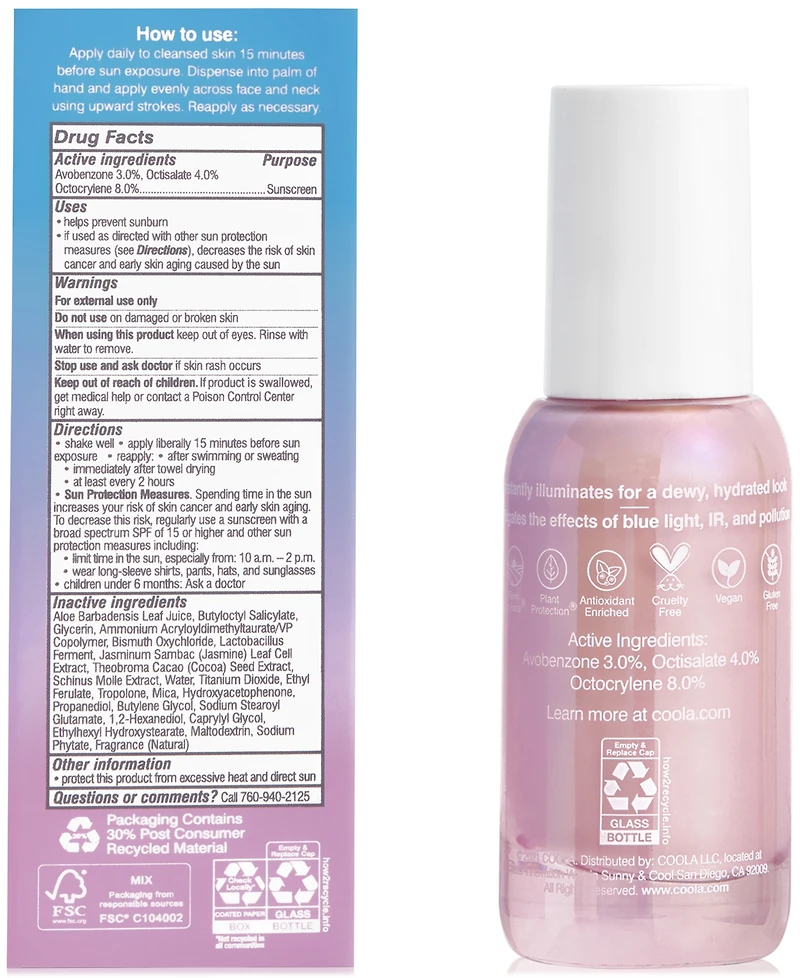 Coola Dew Good Illuminating Serum Sunscreen Spf 30
