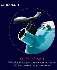 Circulon Enamel on Steel 2-Qt. Whistling Teakettle with Flip-Up Spout
