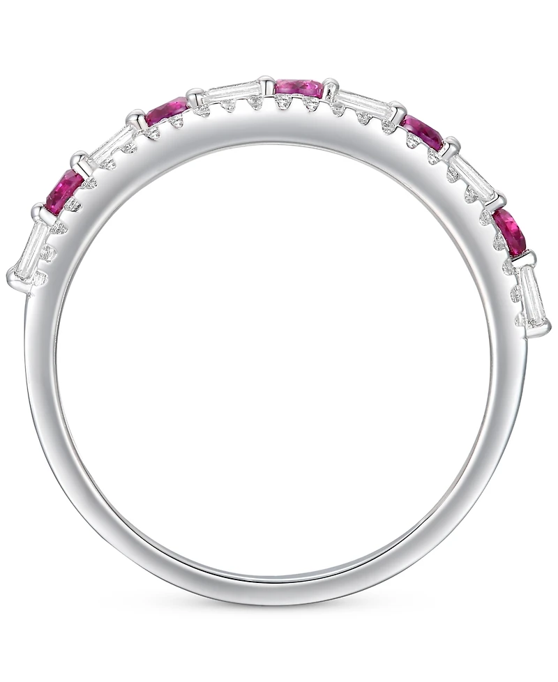 Lab-Grown Sapphire (3/8 ct. t.w.) & Lab-Grown White Sapphire (1/2 ct. t.w.) Stacking Band in Sterling Silver (Also in Lab-Grown Emerald & Lab-Grown Ru
