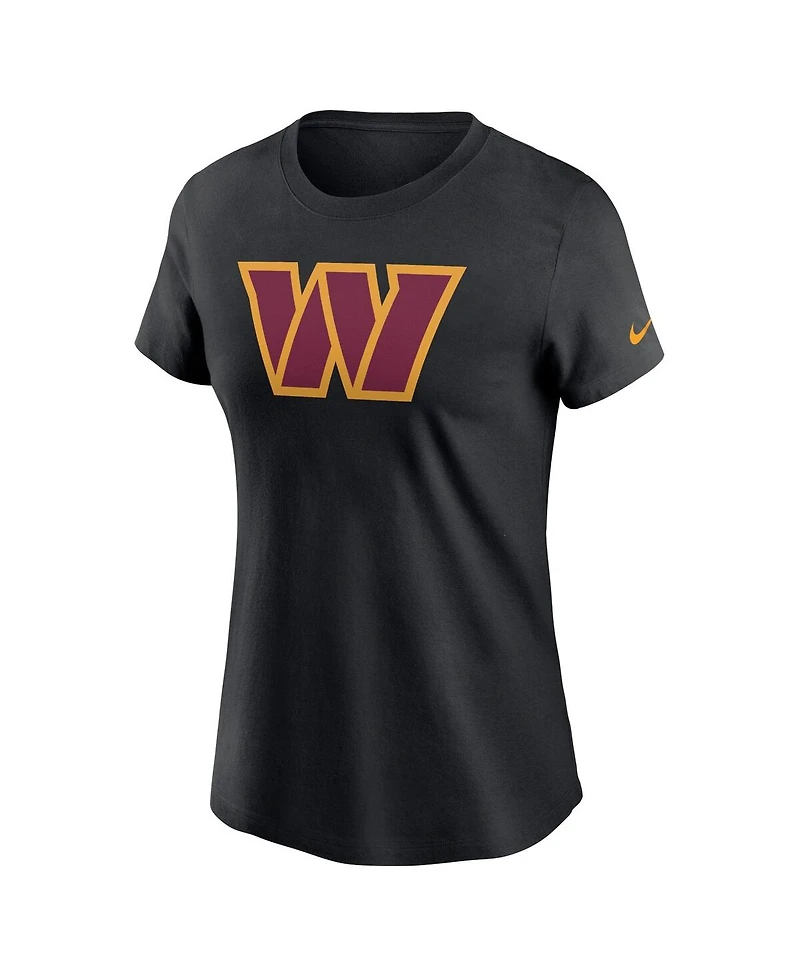Women's Nike Black Washington Commanders Logo Cotton Essential T-shirt