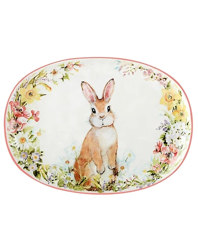 Certified International Easter Garden Oval Serving Platter, 17" x 12.5"