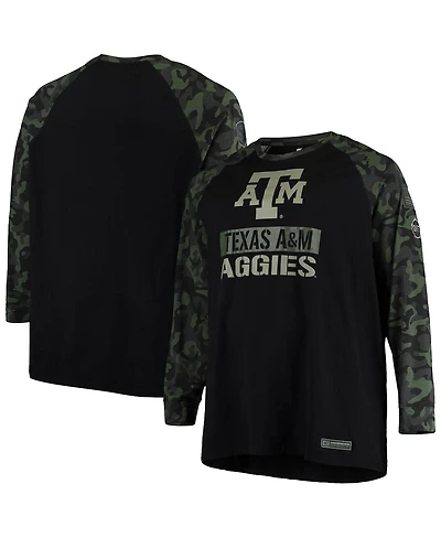 Men's Colosseum Black, Camo Texas A&M Aggies Oht Military-Inspired Appreciation Big and Tall Raglan Long Sleeve T-shirt
