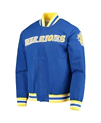 Men's Golden State Warriors Royal Mitchell & Ness Hardwood Classics 75th Anniversary Authentic Warmup Full-Snap Jacket