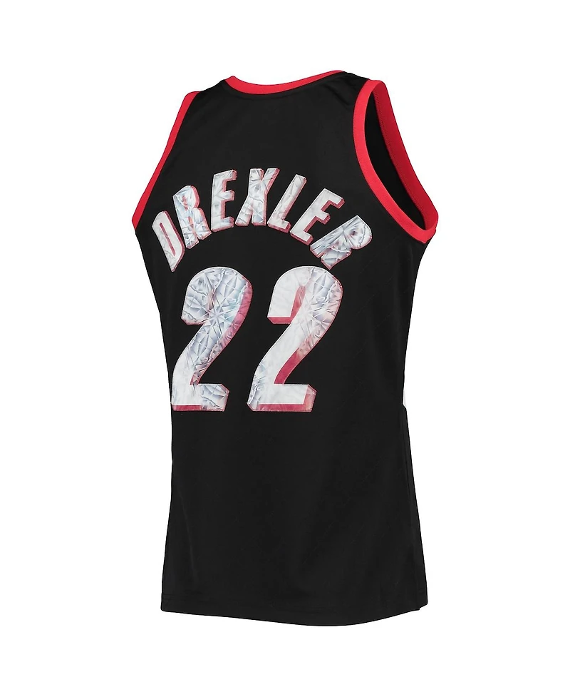 Men's Mitchell & Ness Clyde Drexler Black Portland Trail Blazers 1991-92 Hardwood Classics 75th Anniversary Diamond Swingman Jersey