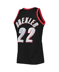 Men's Mitchell & Ness Clyde Drexler Black Portland Trail Blazers 1991-92 Hardwood Classics 75th Anniversary Diamond Swingman Jersey