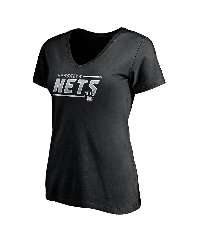 Women's Fanatics Black Brooklyn Nets Mascot Bounds V-Neck T-shirt