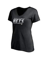 Women's Fanatics Black Brooklyn Nets Mascot Bounds V-Neck T-shirt