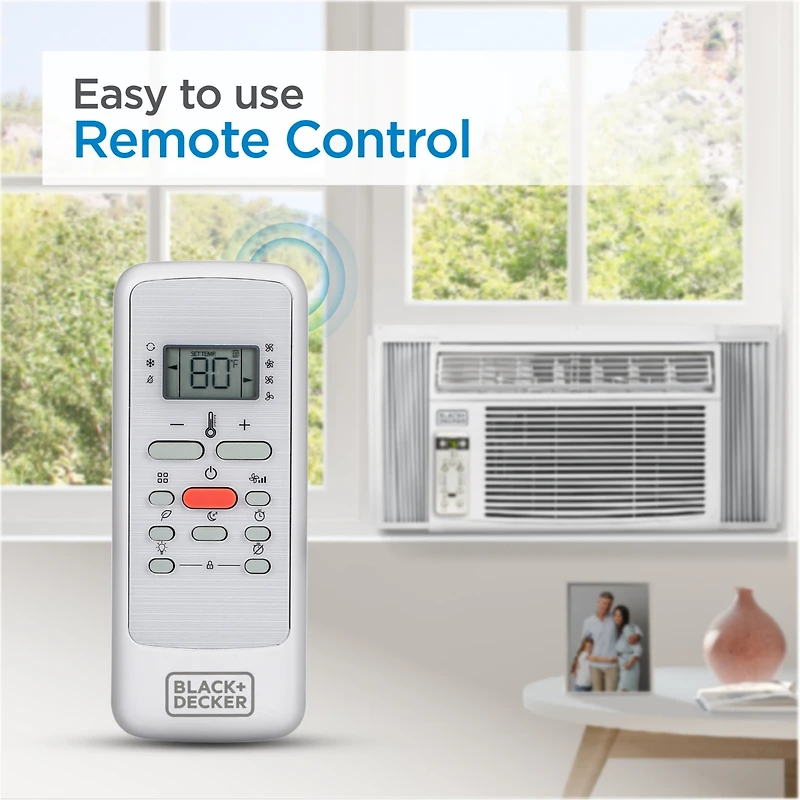 Black+Decker BD06WT6 6000 Btu Window Air Conditioner Unit, Ac Cools Up to 250 Square Feet, Energy Efficient, White