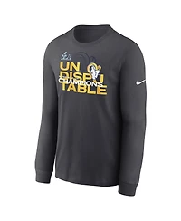 Men's Nike Anthracite Los Angeles Rams Super Bowl Lvi Champions Slogan Long Sleeve T-shirt