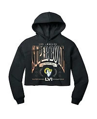 Women's Wear by Erin Andrews Heather Charcoal Los Angeles Rams Super Bowl Lvi Champions We Are The Champs Cropped Pullover Hoodie