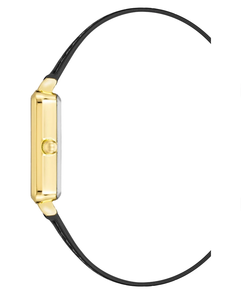 Anne Klein Women's Watch in Black Faux Leather with Gold-Tone Lugs, 24x36.3mm