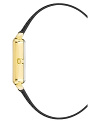 Anne Klein Women's Watch in Black Faux Leather with Gold-Tone Lugs, 24x36.3mm