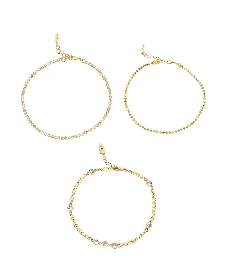 Ettika Dainty 18K Gold Plated Chain Anklet Set