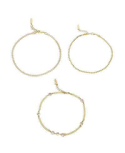 Ettika Dainty 18K Gold Plated Chain Anklet Set