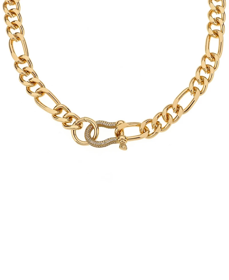 Ettika 18K Gold Plated Pave Clasp and Chain Necklace