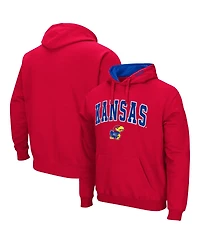 Men's Colosseum Red Kansas Jayhawks Arch and Logo 3.0 Pullover Hoodie