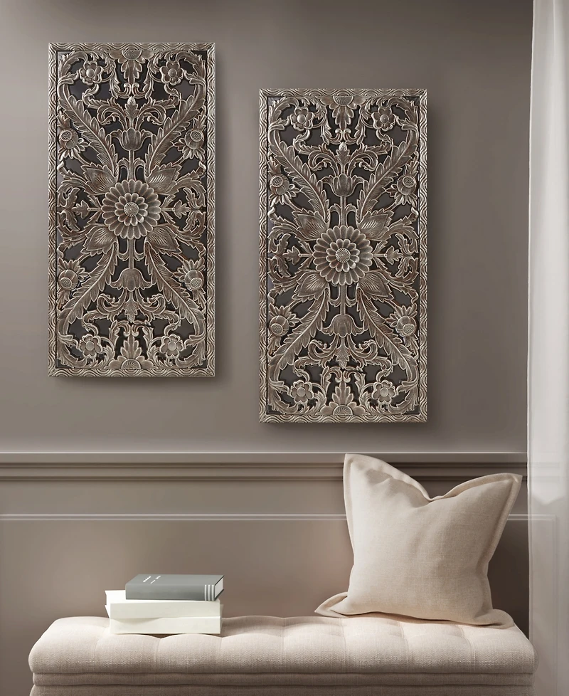 Madison Park Botanical Panel Carved Wall Set, 2 Piece