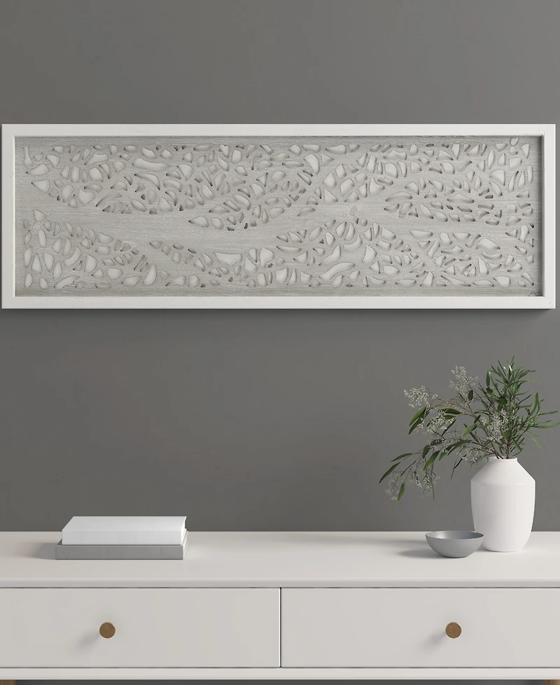 Madison Park Laurel Branches Carved Wood Panel Wall Decor