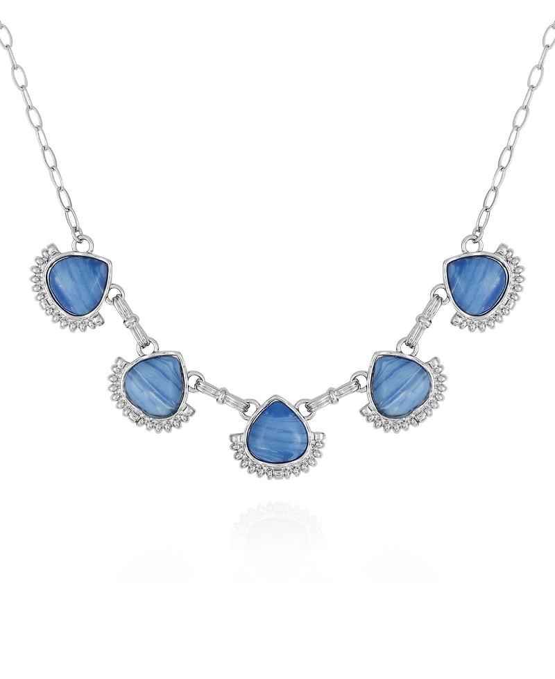 Women's Denim Semi Precious Stone Statement Necklace