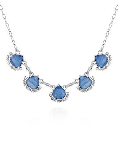 Women's Denim Semi Precious Stone Statement Necklace