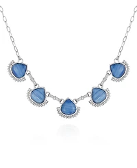 Women's Denim Semi Precious Stone Statement Necklace