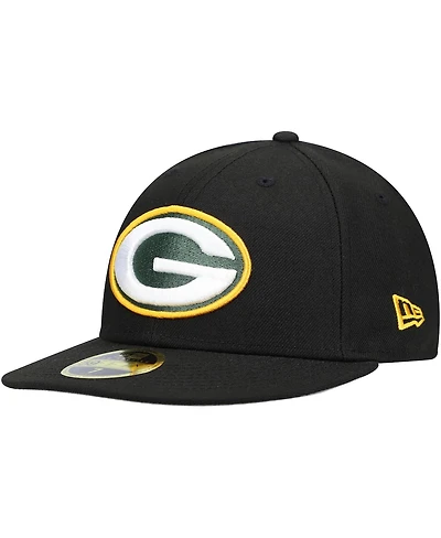 Men's New Era Black Green Bay Packers Omaha Low Profile 59Fifty Fitted Hat