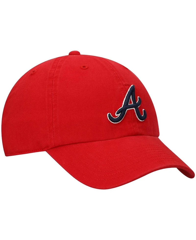 Men's '47 Red Atlanta Braves Team Clean Up Adjustable Hat