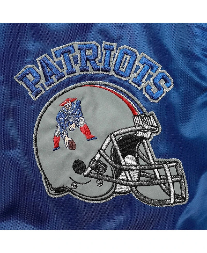 Men's Starter Royal, Red New England Patriots Locker Room Throwback Satin Varsity Full-Snap Jacket
