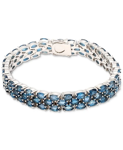 Amethyst Triple Row Link Bracelet (17-3/8 ct. t.w.) in Sterling Silver (Also in London Blue Topaz, Garnet, Blue Topaz & Peridot)