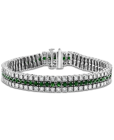 Sapphire (6 ct. t.w.) & Diamond (2 ct. t.w.) Triple Row Tennis Bracelet in Sterling Silver (Also in Emerald & Ruby)