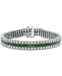 Sapphire (6 ct. t.w.) & Diamond (2 ct. t.w.) Triple Row Tennis Bracelet in Sterling Silver (Also in Emerald & Ruby)