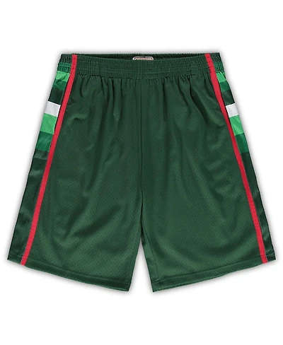 Men's Mitchell Ness Hunter Green Milwaukee Bucks Big Tall Hardwood Classics Team Swingman Shorts