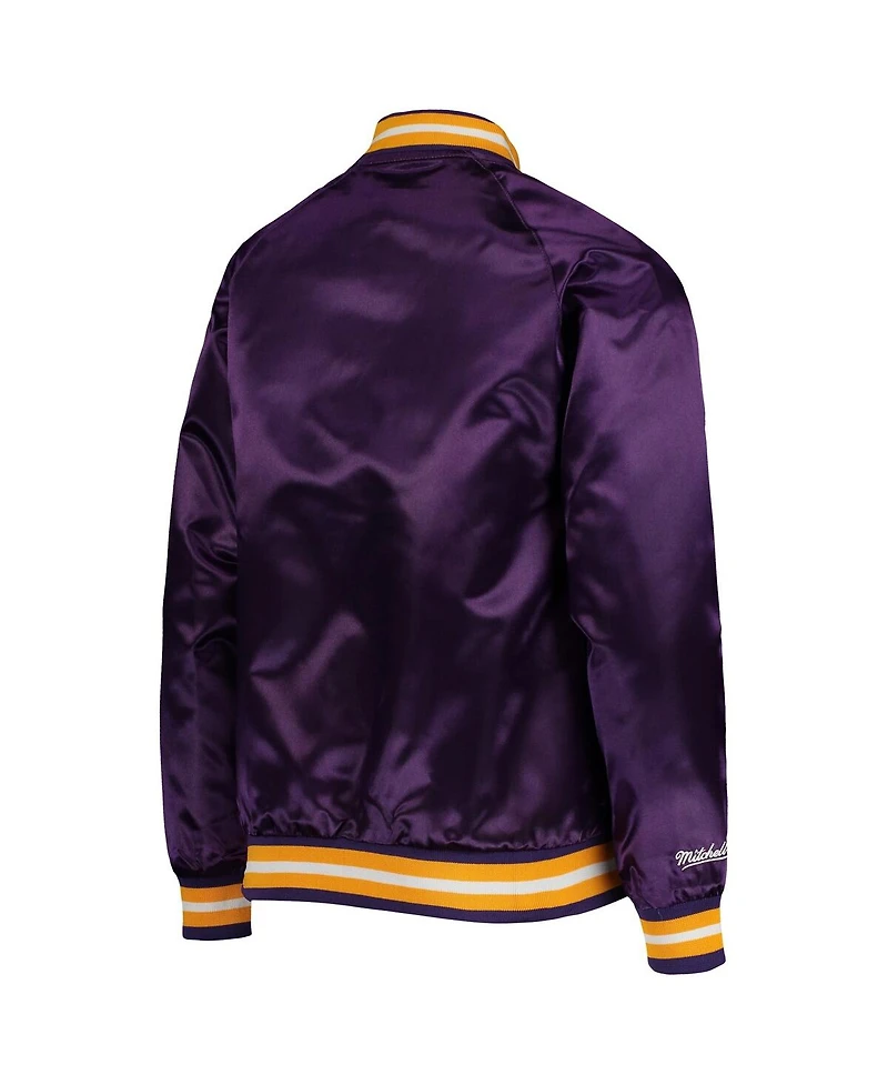 Big Boys Mitchell & Ness Purple Los Angeles Lakers Hardwood Classics Satin Raglan Full-Snap Jacket