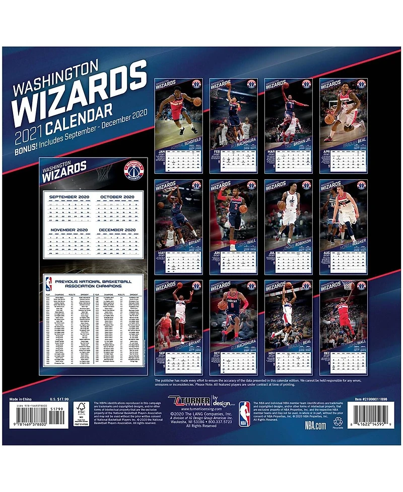 Turner Licensing Washington Wizards 2021 Wall Calendar