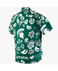 Men's Wes & Willy Green Michigan State Spartans Floral Button-Up Shirt