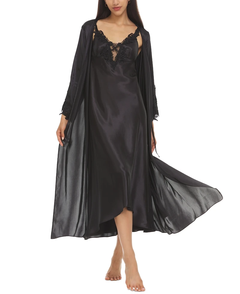 Flora by Nikrooz Stella Satin Venise Trim Robe