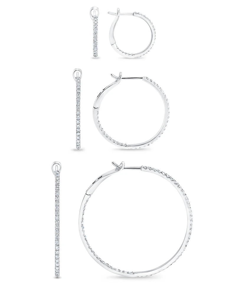 Diamond In & Out Hoop Earrings (1 ct. t.w.) in 10k White Gold
