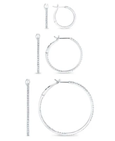 Diamond In Out Hoop Earrings 1 4 1 Ct. T.W In 10k White Gold