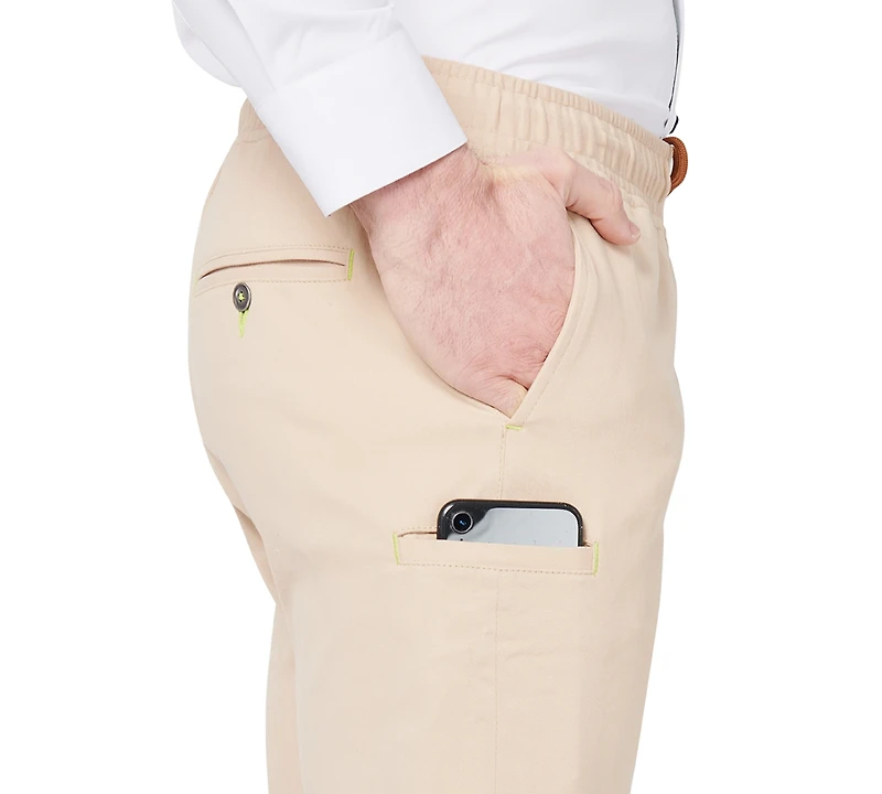 Society of Threads Men's Slim Fit Khaki Drawstring Pants