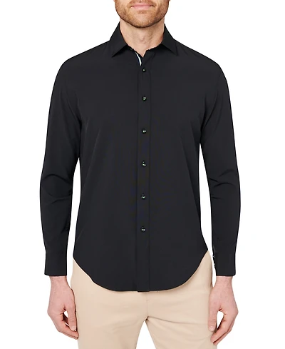Society of Threads Men's Regular Fit Non-Iron Performance Stretch Solid Button-Down Shirt
