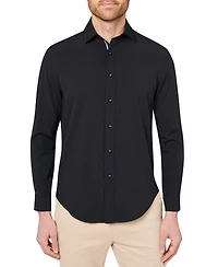 Society of Threads Men's Regular Fit Non-Iron Performance Stretch Solid Button-Down Shirt