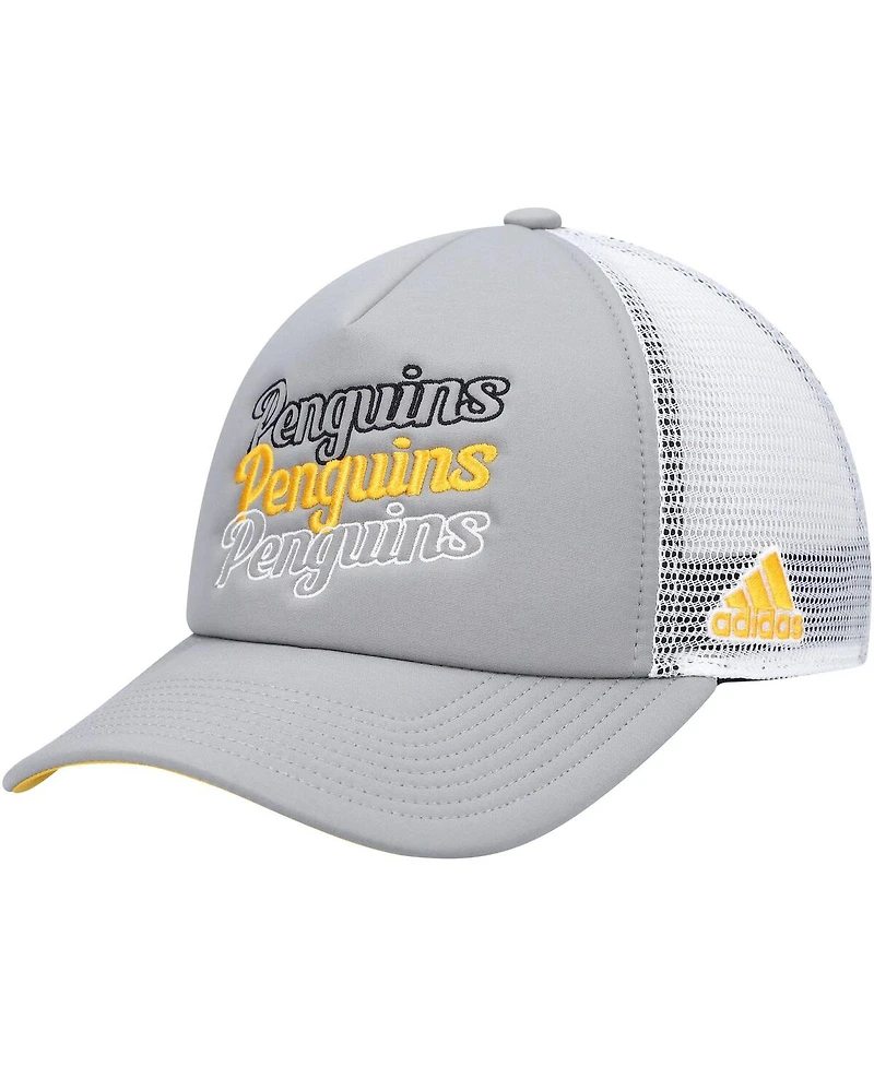 Women's Gray, White Pittsburgh Penguins Foam Trucker Snapback Hat