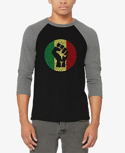 Men's Raglan Baseball Word Art Get Up Stand T-shirt