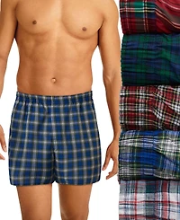 Hanes Men's 5-Pk. Ultimate FreshIQ Tartan Print Woven Boxers