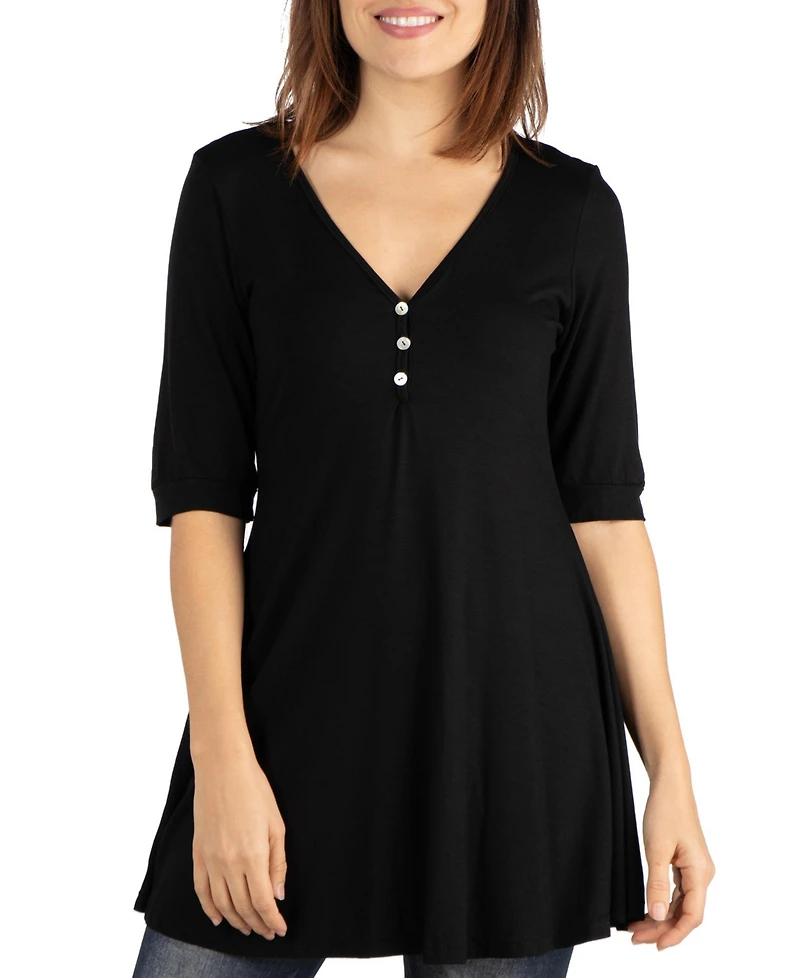 24seven Comfort Apparel Short Sleeve Tunic Top