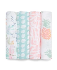 aden by aden + anais Baby Girls Tropical Swaddle Blankets, Pack of 4