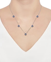 Lab-Grown Sapphire (1-1/10 ct. t.w.) & Lab-Grown White Sapphire (1/6 ct. t.w.) 17" Collar Necklace in Sterling Silver